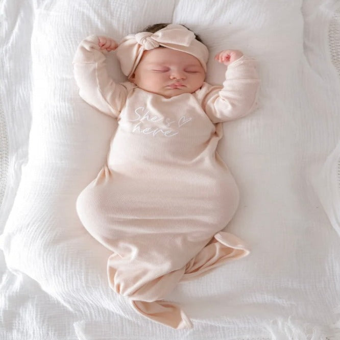 Ribbed Knot Gown - Nude