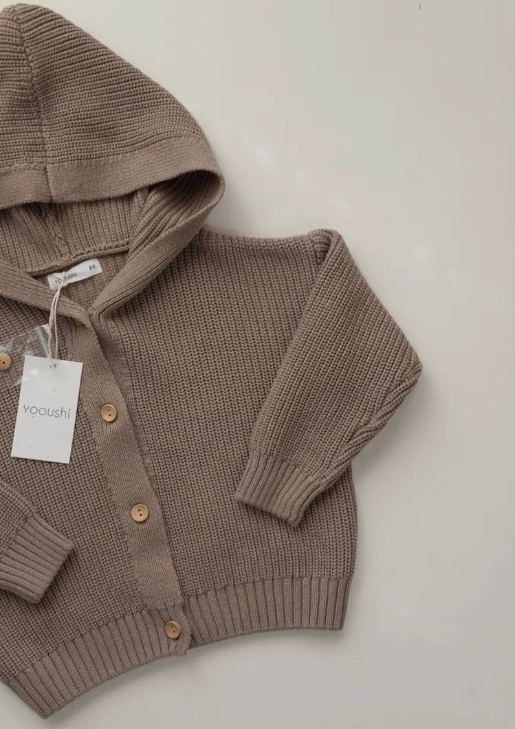 Chocolate Chip Hooded Knit Cardigan