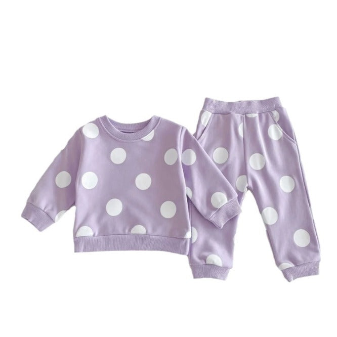 Polka Dot Tracksuit Set-Purple
