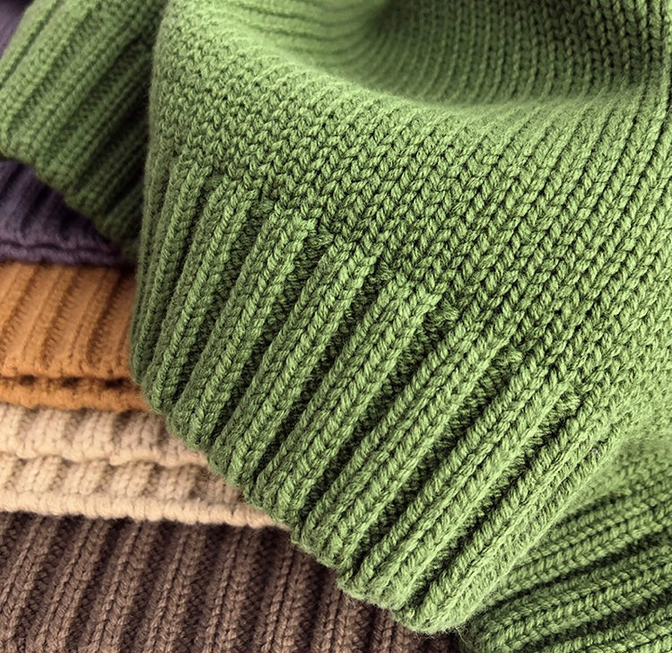 Knitted Jumper with Raglan Sleeves - Green