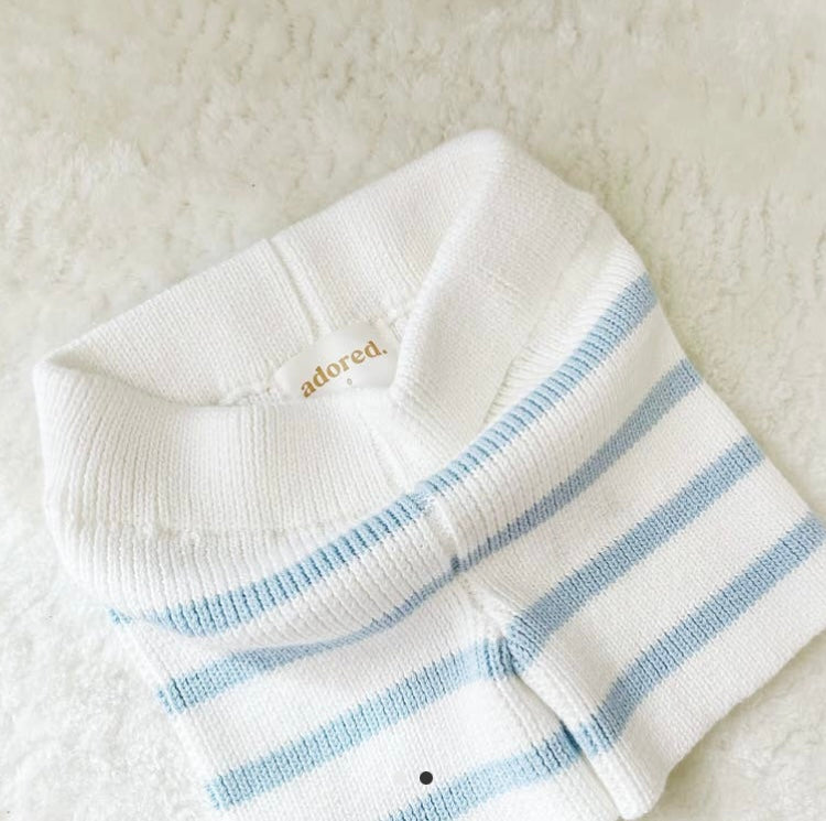 Liam Knitted Shorts -Blue Stripe