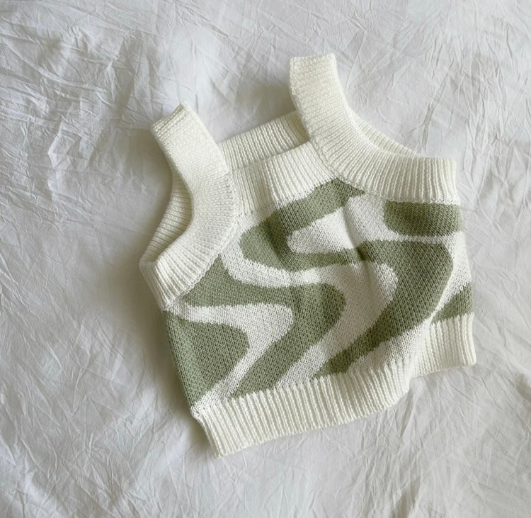Sunni Knit Top - Sage Wavy
