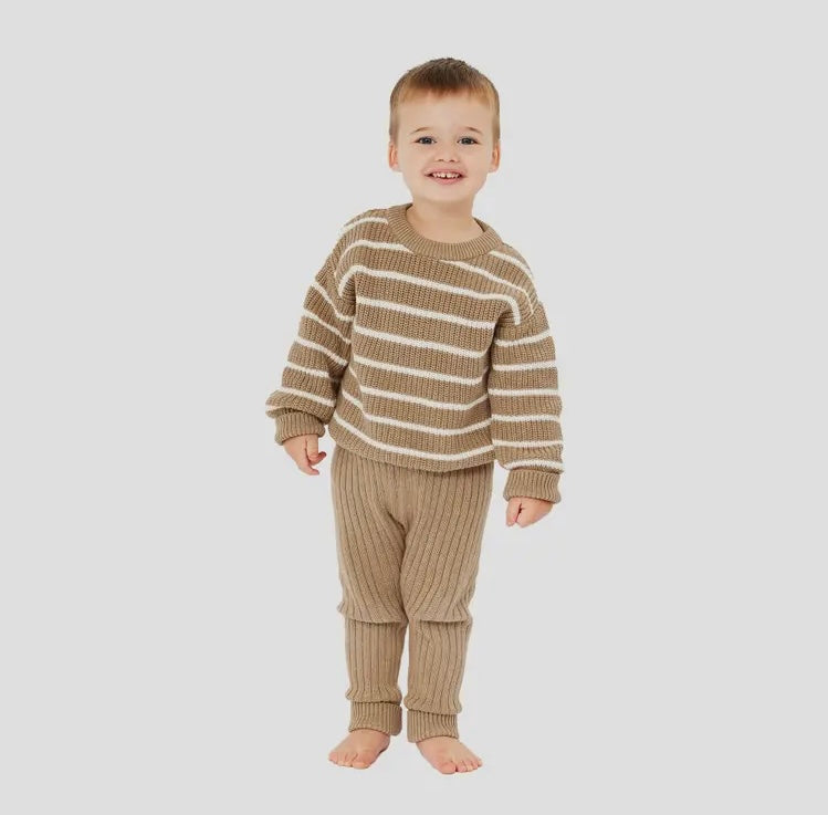Chunky Rib Knit Jumper - Caramel Stripe - 1 size 0 left