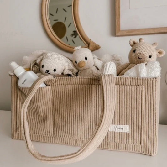 Cord Nappy Caddy Organiser - Latte