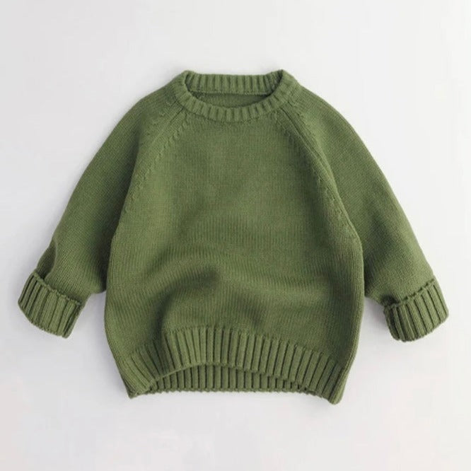 Knitted Jumper with Raglan Sleeves - Green
