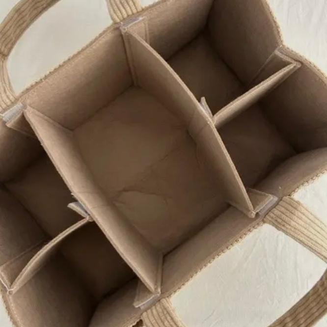 Cord Nappy Caddy Organiser - Latte