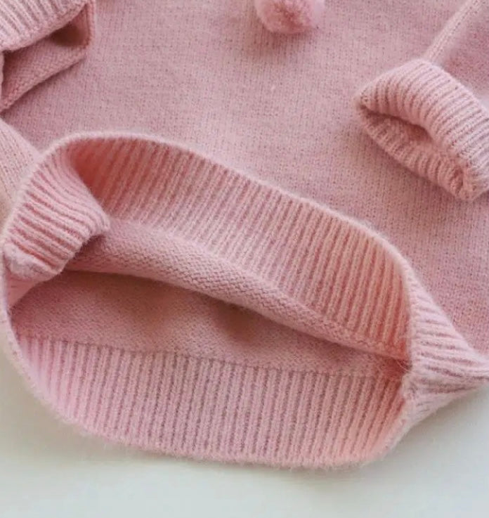 Knitted Jumper with Hood- Pink