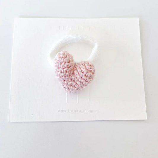 Hair Tie - Crochet Heart - Pink