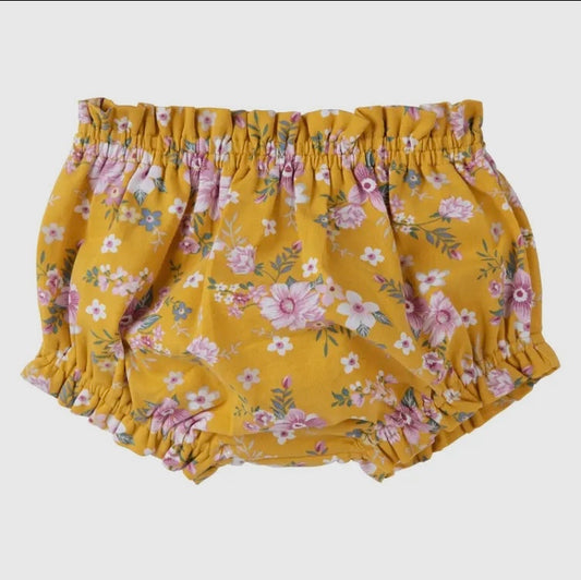 Millie Floral Frilly Baby Bloomers-Honey Gold