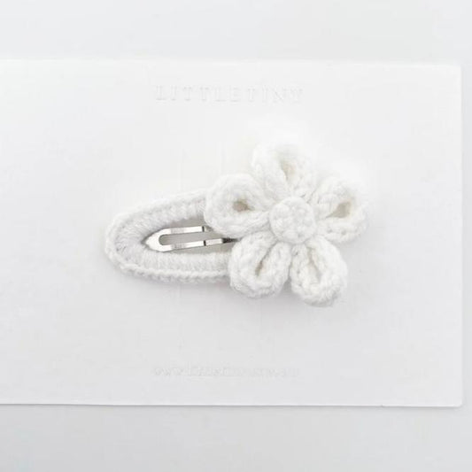 Hair Clip - Periwinkle Flower - White