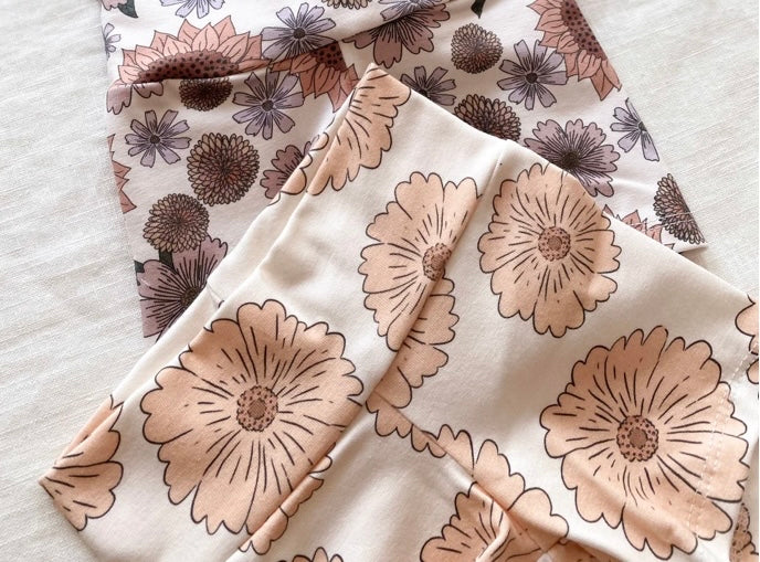 Boho Bike Shorts - Caramel Flowers