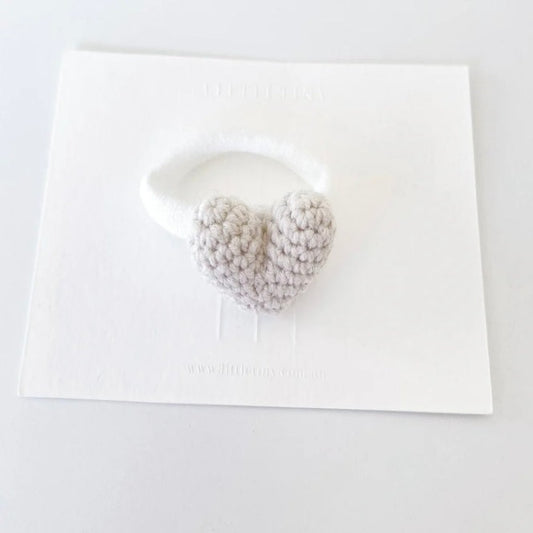 Hair Tie - Crochet Heart - Ivory