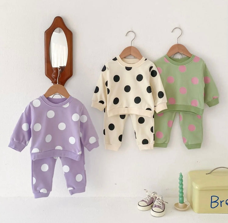 Polka Dot Tracksuit Set-Green