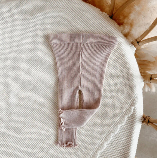 Ribbed Knit Frill Leggings -Lavender