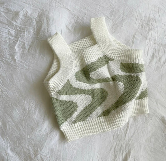 Sunni Knit Top - Sage Wavy