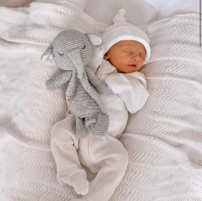 My First Outfit - Footed Overalls & Beanie Set - Powder White